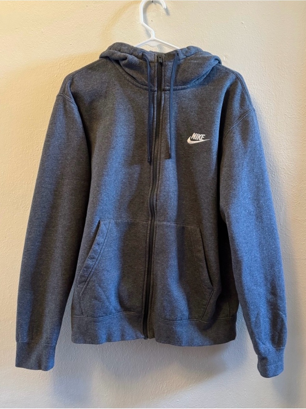 Unisex -Nike Sportswear Club Fleece Full-Zip Hoodie Charcoal Heather Gray Size M
